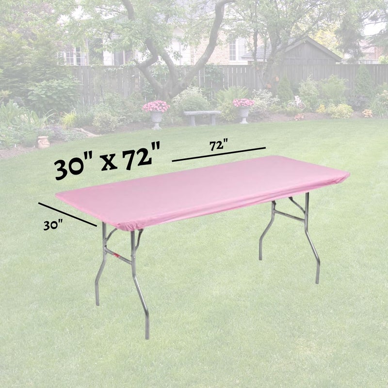 Kwik-Covers 6' Rectangle Plastic Table Covers 30" x 72", Bundle of 5 (Pink) - Image 4